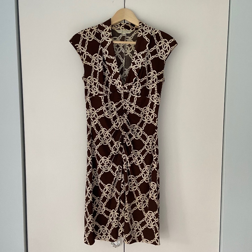 Trina Turk Dress, Brown & White, Size 2